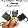 NEWSUN® Universal 4-Way Flat Y-Splitter Plug For Tailgate Light Bars & Trailer Lights,Plug & Play Adapter Extension Harness Wiring Plug 4 Pin