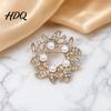 Lapel Pin Brooch Pin Faux Pearl Wreath Design with Rhinestones Inlaid Circular Flower Leaf Garland for Coats Shirts Bags Accessories Metal