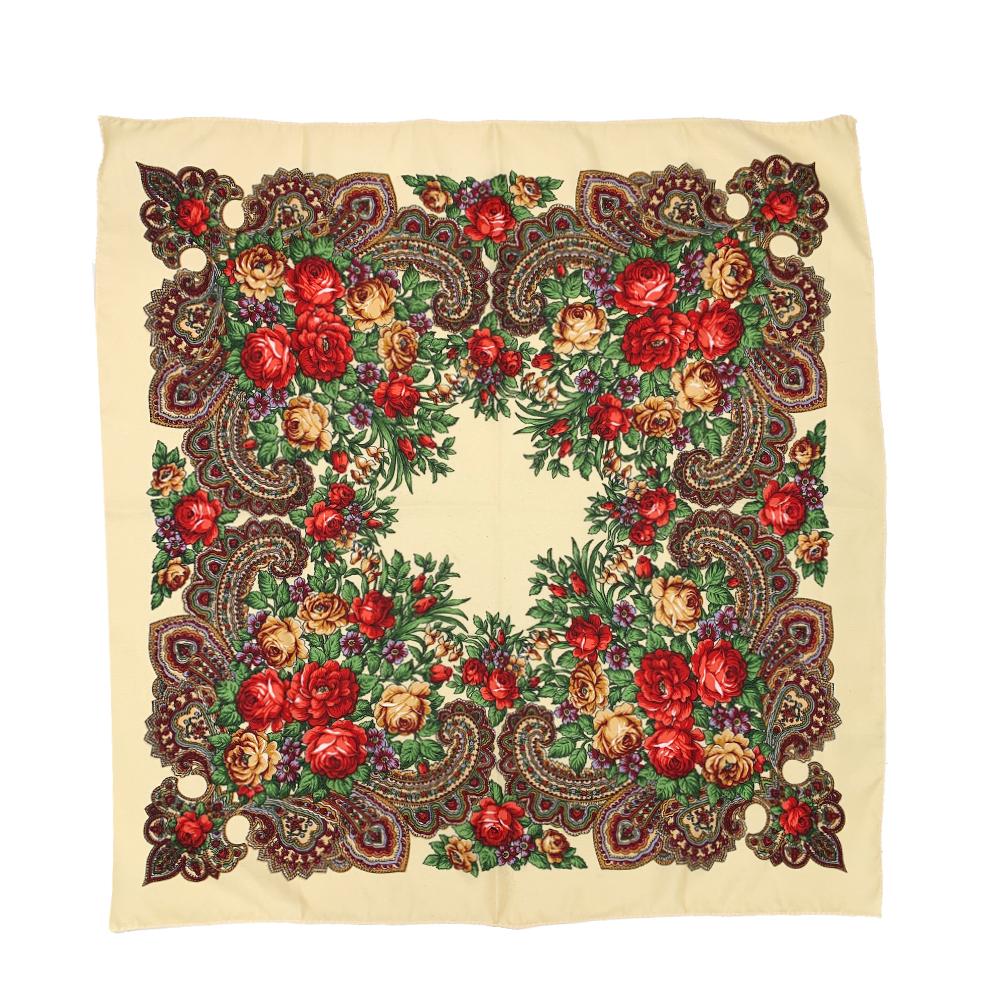 70*70Cm Luxury Floral Print Bandana Shawl Russian Style Square Scarf Female Headband Scarves Handkerchief Babushka Head Wraps