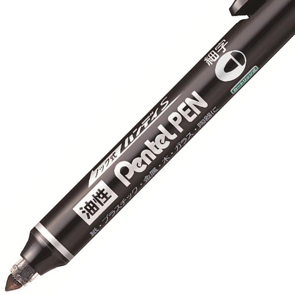 Pentel Knock Type Permanent Marker Handy S PentelPEN Fine Point Black 10 Pieces NXS15-AP