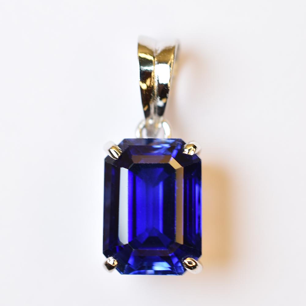 Natural Blue Sapphire Emerald 925 Sterling Silver Pendant 21.80 ct Gemstone Jewelry Gift