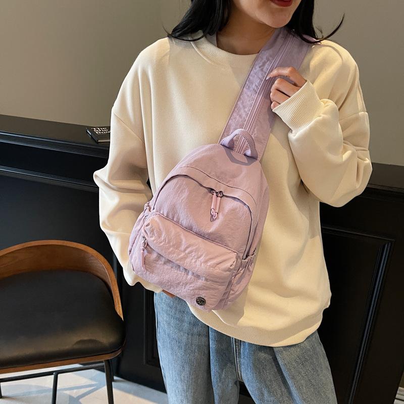 Backpack for women's summer multi-purpose single shoulder lightweight simple solid color mini backpack casual sports breast bag
