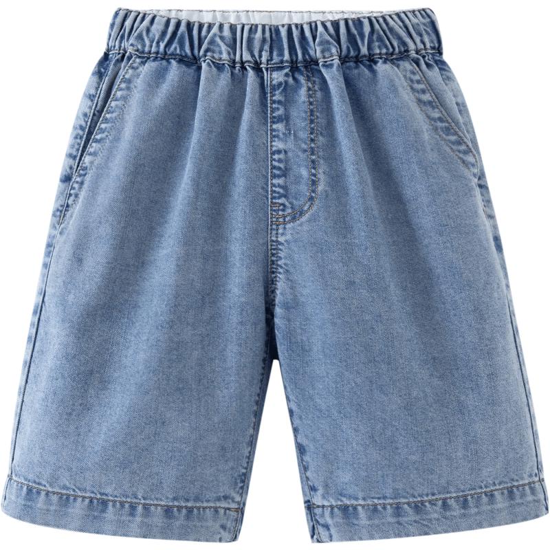 Minibala Boys' Cooling Soft Denim Knee-Length Shorts