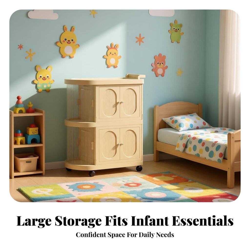 Clear Panels Large Capacity Folding Baby Cabinet Two-Level Nursery