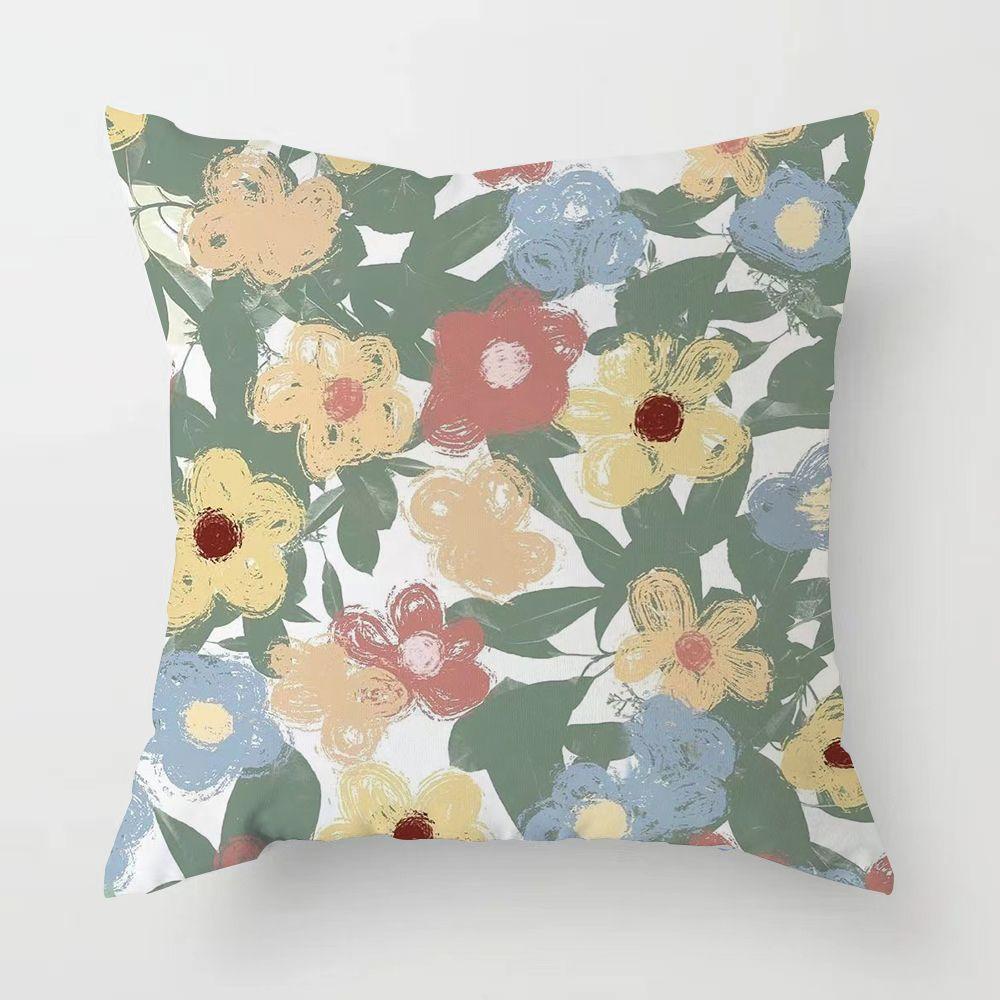 

Скандинавская современная цветочная подушка, комбинированная подушка с оранжевым растением, диванная подушка, наволочка, офисная подушка, наволочка для сна 40x40cm