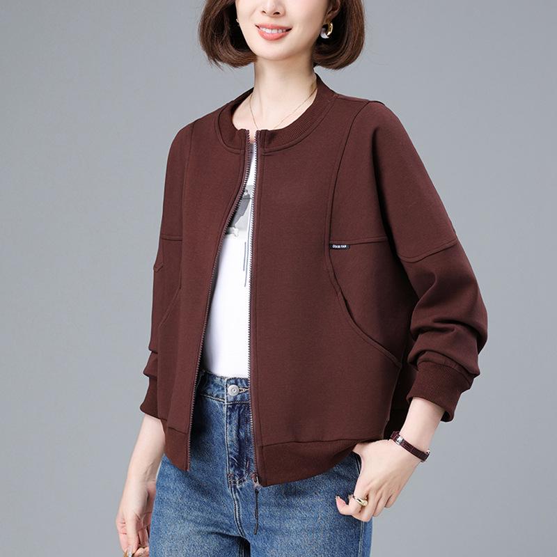 

2025 Women s Spring & Autumn Short Baseball Jacket: New Style for Middle-Aged Moms - Casual, Loose, Sporty Sweatshirt Cardigan Top. Medium чорний
