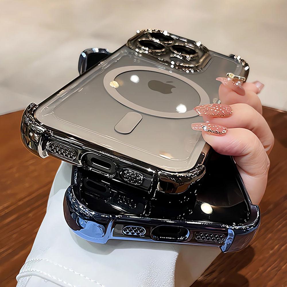 For Magsafe Shockproof Plating Phone Case For iPhone 16 15 14 13 12 11 Pro Max Plus Cover For Iphone 16 Pro Max Magnetic Cases