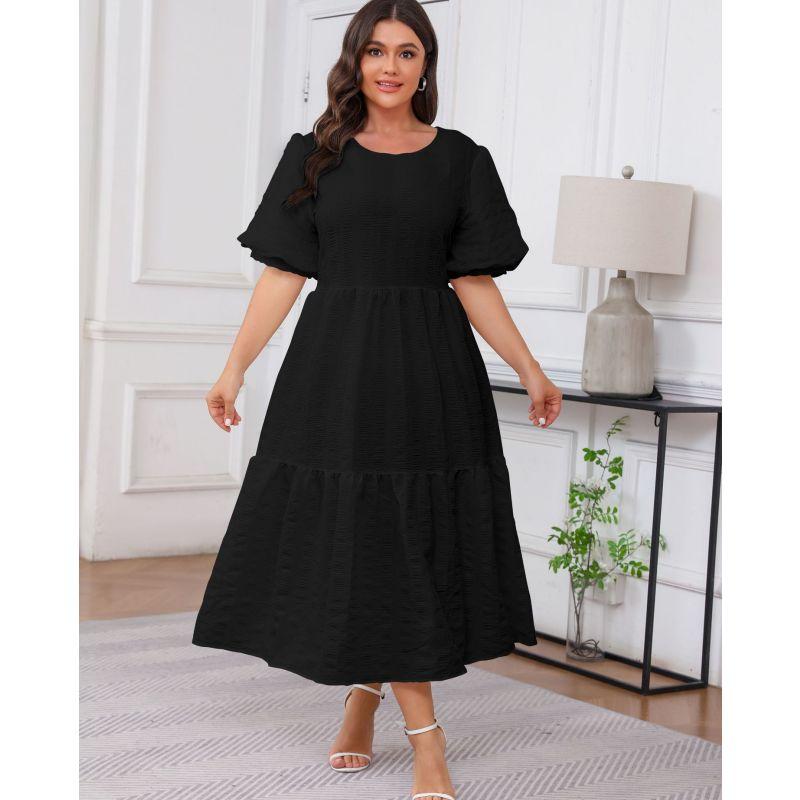 

Women plus Size XL-5XL Summer Loose Ladies Dress Plus size dresses Black 5XL