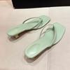 Square Toe Clip On Casual Beach Flip Flops for Women with Slim Heels and Sandals for Women