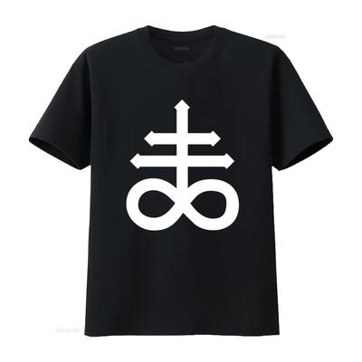 T-shirt Homme Croix de Léviathan Design Diable de Satan Unique et Audacieux Déclaration de Mode vintage Lavé Haut Unisexe Pour un Usage Quotidien