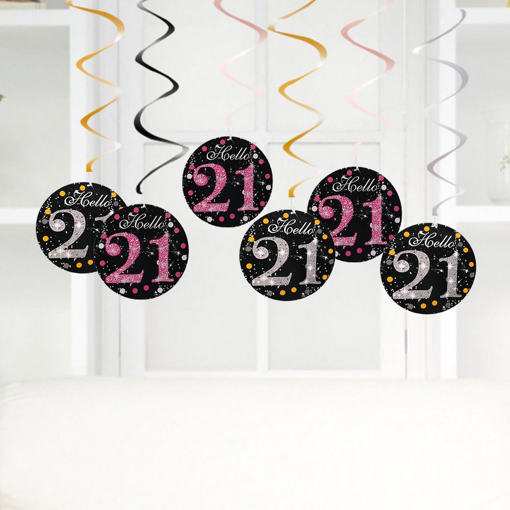 Elegant Black And Fuchsia Spiral Birthday Number Decor For 21st Party Celebrations