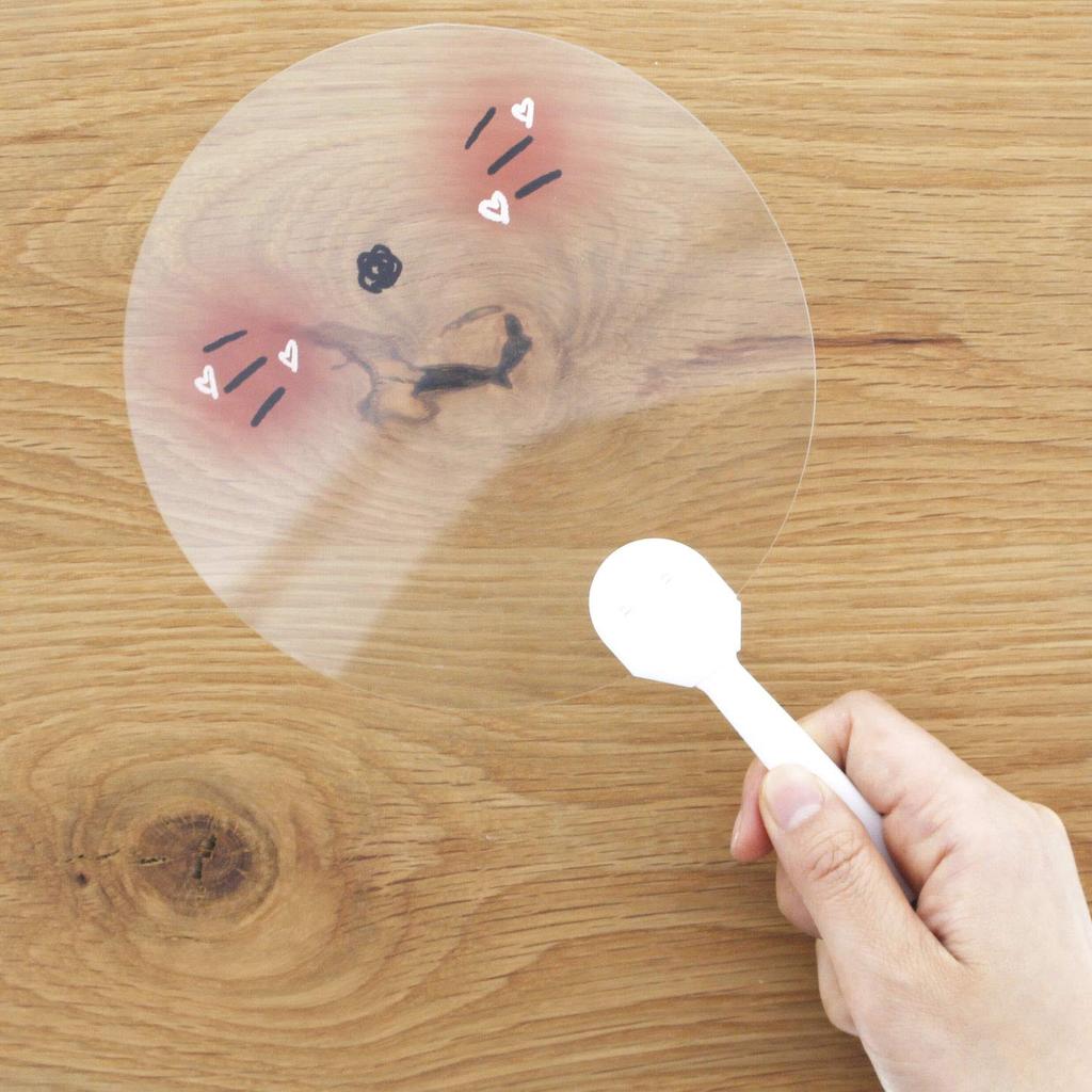 Shikoku Talking Transparent Cat Made in x Fan, Design, Japan, Approx. 15.5cm 24.7cm, US43-1
