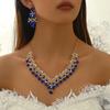 3 PCS Women's Zircon Sets Rhinestone Crystal Earrings Set Colorful Necklace Earrings Two Pieces Wedding Party Zircon