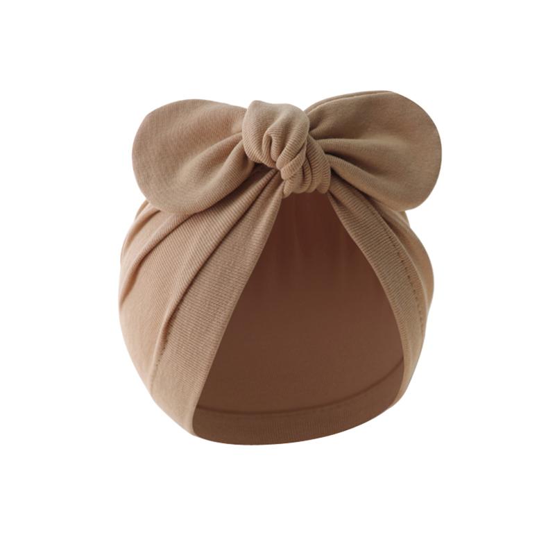 Pudcoco Baby Girls Turban Hat, Soft Elastic Cute Knotted Bow Hat Nursery Beanie Cap for Infant