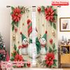 2pcs 2D Flat Printing Merry Christmas Popular Window Drapes Christmas Snowman Family Festive Celebration 100% Polyester Without