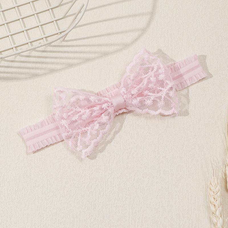 

Розовая Белая Модная Кружевная Повязка на Голову с Бантом для Маленьких Девочек Сладкая Эластичная Повязка для Волос Изысканный Детский Головной Убор Реквизит для Фотосессий Аксессуары для Волос