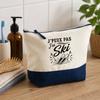 Pochette Grand Format J’peux pas j’ai Ski J'peux pas minimaliste | Coton Bicolore 5 L 33 × 23 cm Zip Métal | Trousse de Toilette