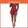 Elegant Fashion Womens Casual Romper Dress Lace Long Sleeve Sexy Short Jumpsuit