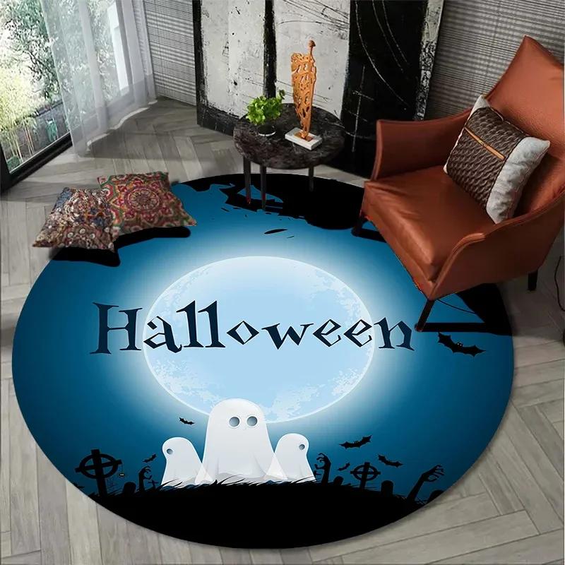 Halloween Atmosphere Carpet Living Room Bedroom Bathroom Mat Children Play Round Floor Mat Home Decoration