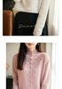 Pink Hollow Out Half-High Neck Cardigan Sweater - Women's Loose Fit Autumn/Winter Fashionable Outerwear