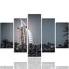 Feeby Five Piece Picture Canvas Print, Modern Hotel In Dubai