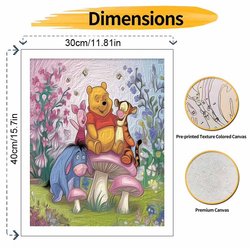Disney Winnie The Pooh Oil Painting Kit Home Bedroom Wall Decor Handmade Gift Art Crafts Paint By Numbers Canvas Wall Hanging Decor Set