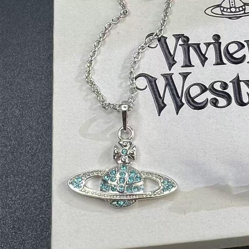 Westwood Saturn Choker Necklace: High Version, Medium Size, Women's 10MM Beads, Logo Clasp.