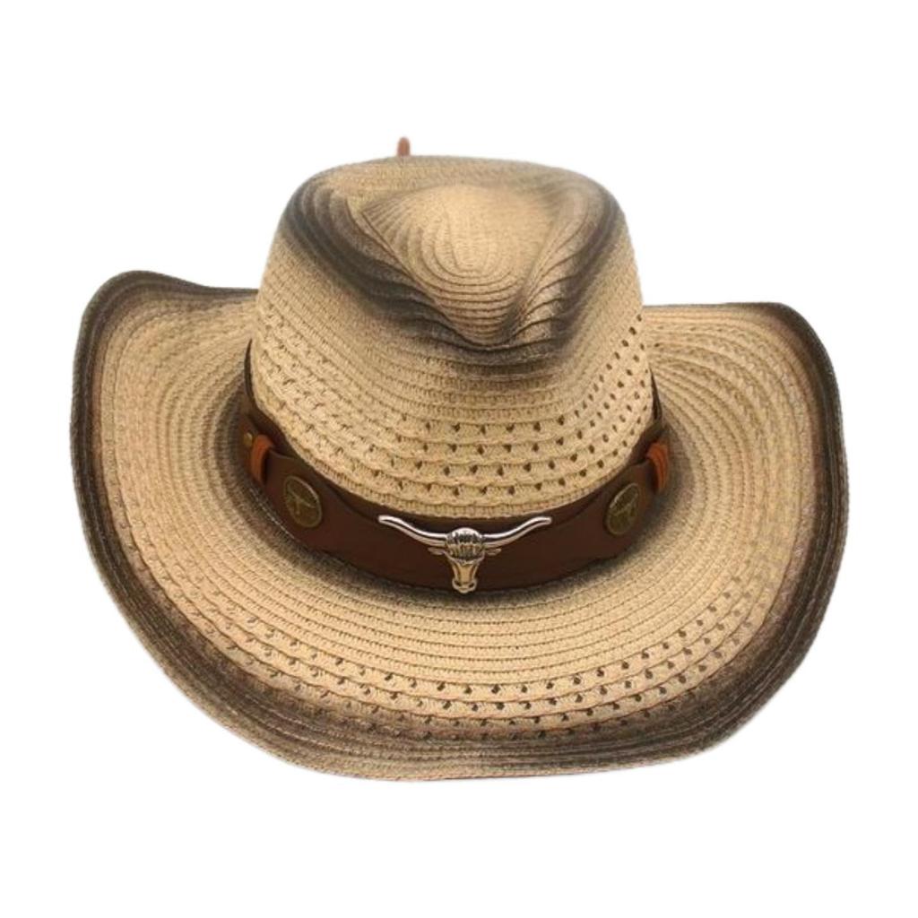 Spring And Summer Beach Windproof Sunscreen Straw Hat Men And Women Ethnic Style Western Cowboy Straw Hat