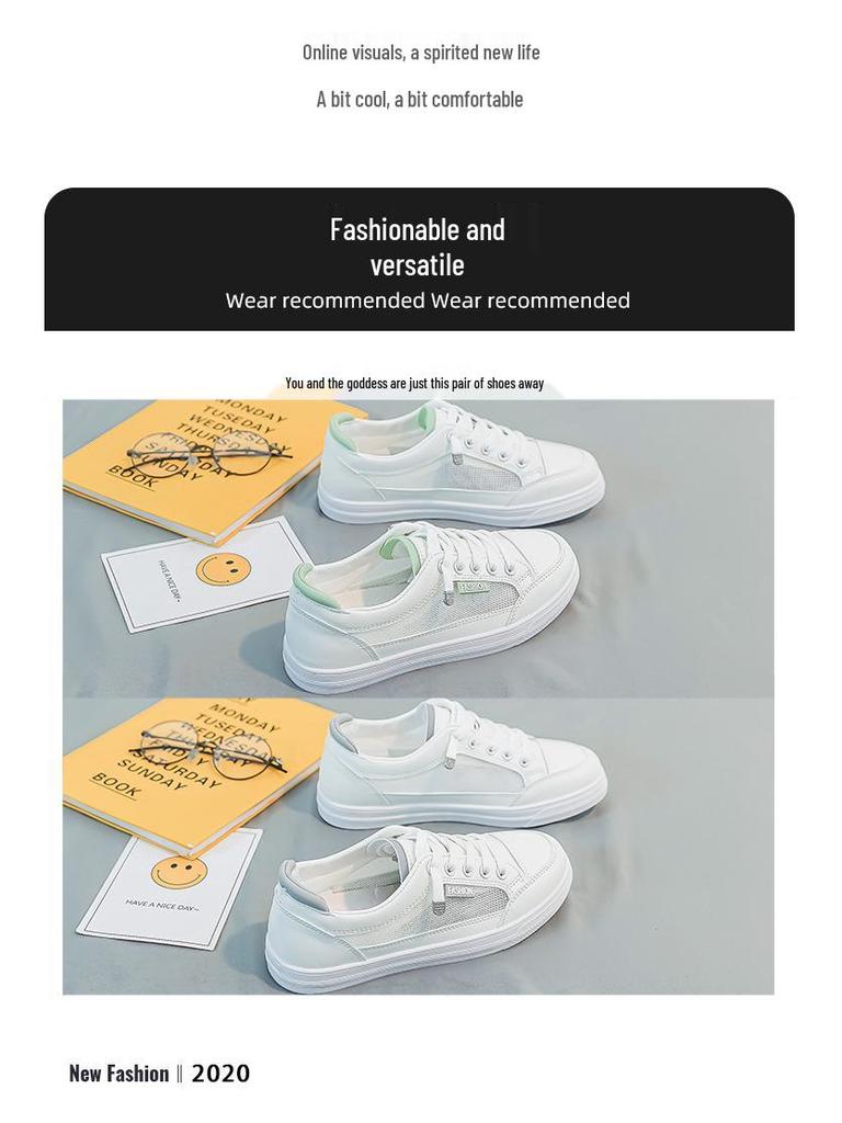 White Children's Canvas Shoes, Spring/Summer 2025: Trendy, Versatile, Breathable Mesh