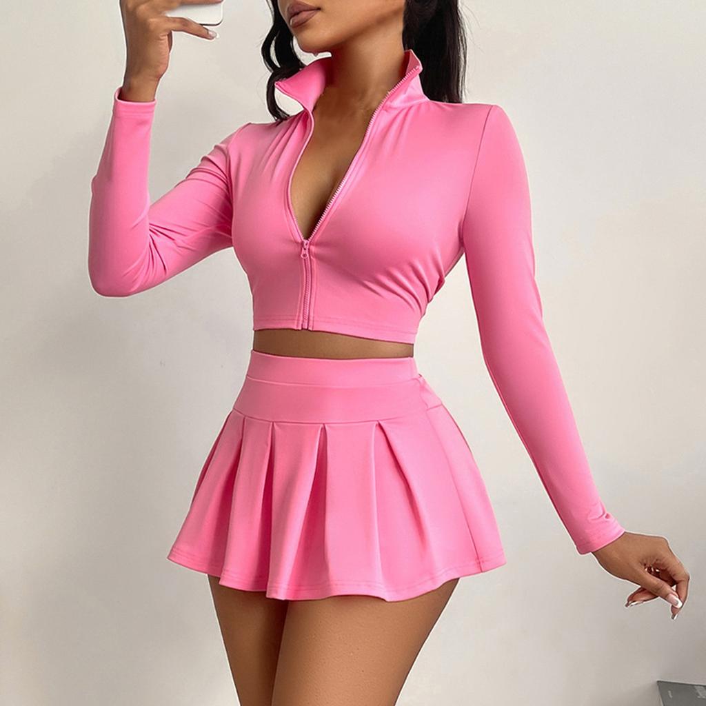 Women's Fashion Casual Hundred Sexy Undershirt Package Hip Pleated Skirt