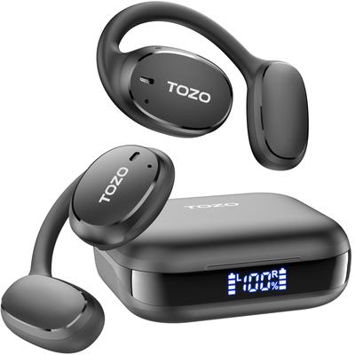 TOZO OpenEgo, kabelloser Open-Ear-Bluetooth-Sportkopfhörer mit Digitalanzeige und Ohrbügel für lange Distanzen, Doppelmikrofone, klare Anrufe fürs Training, schweißfest