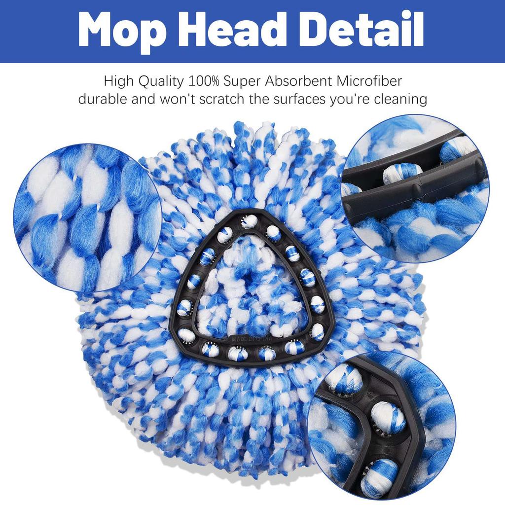 For O-Cedar EasyWring 2 Tank System Rotating Mop Base+4 Spin Mop Replacement Cloth Head Accessories Set
