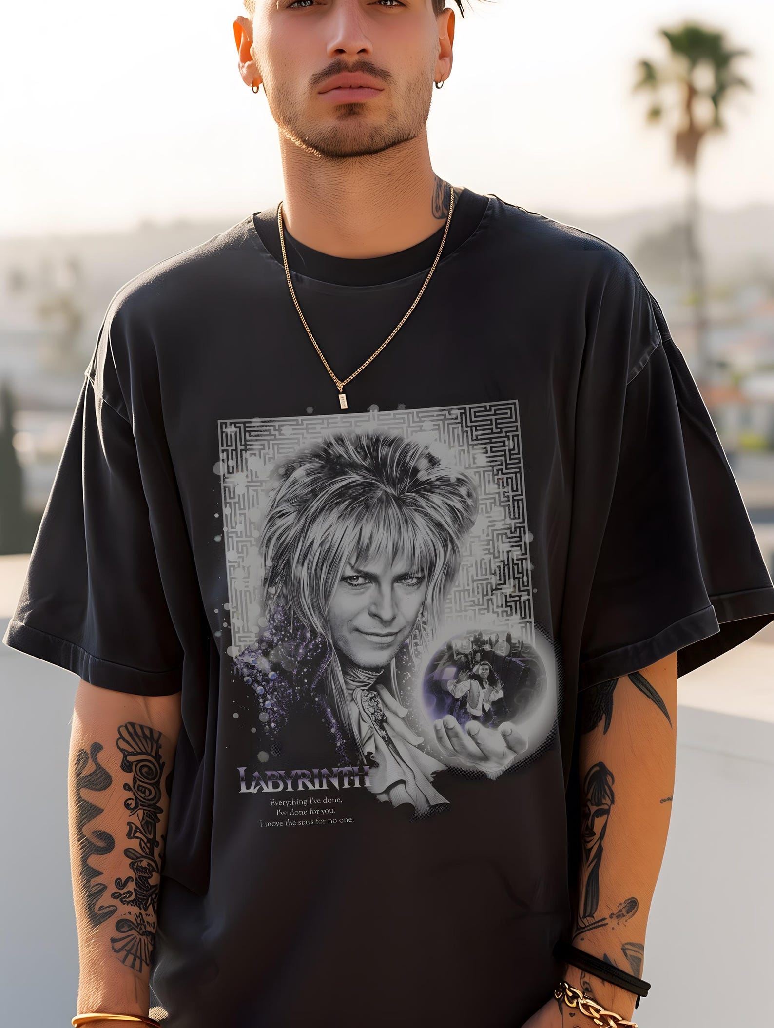 Labyrinth TShirt: David Bowie shirt Jareth, 80s Fantasy Film Cotton Tee 4XL