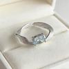PANJBJ 925 Sterling Silver Zircon Rings for Women Couple Minimalist BLue Stone Jewelry Birthday Gift Prevent Allergy Wholesale