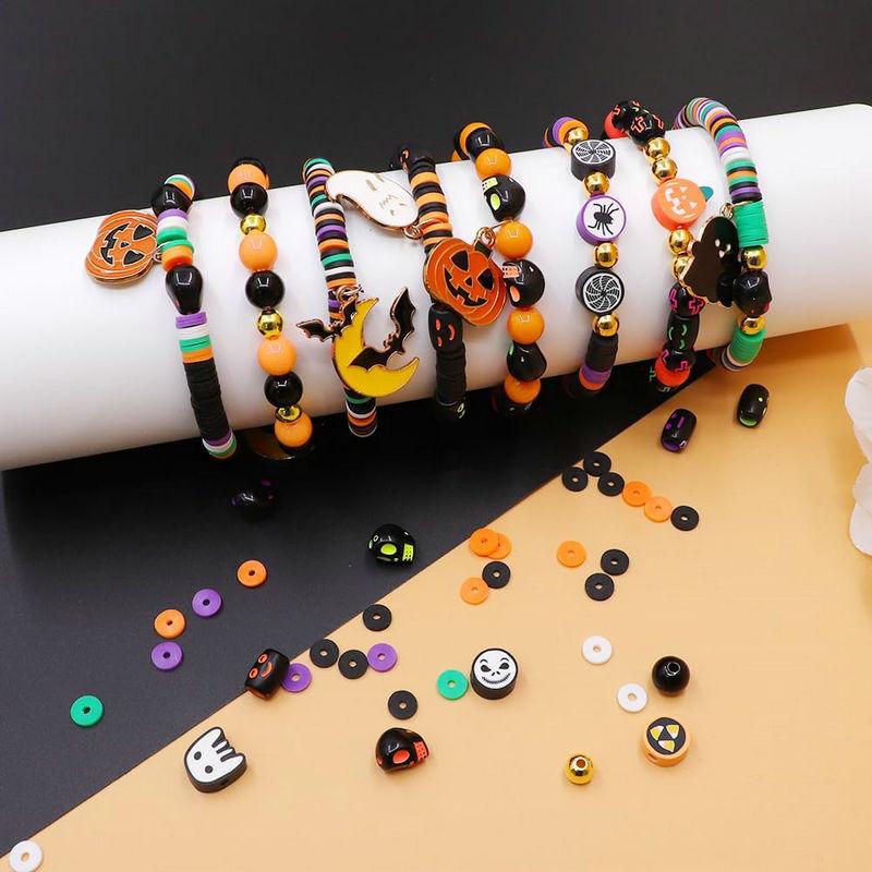 Halloween Clay Beads Kit Friendship Bracelet Making Kit with Charms and Gold Spacer Beads for Jewelry Making DIY Halloween Gift