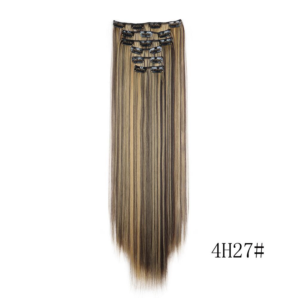6PC Clip in Hair Extensions 24" Straight Long Extensions for Women Synthetic Hairpiece Highlight