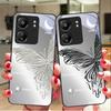 Metallischer Schmetterling für Xiaomi Redmi 13C Note13 12 Pro Plus 5G Note 9 13T Pro POCO X6 F5 F6 Schwarze Handyhülle aus gehärtetem Glas