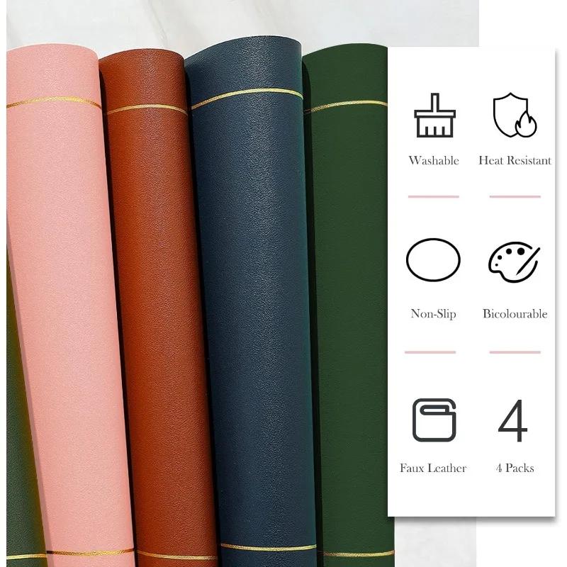1pc PU Placemats Dining Table Waterproof Heat-Resistant Non-Slip Table Mat Nordic Style Cup Mat Washable for Dining