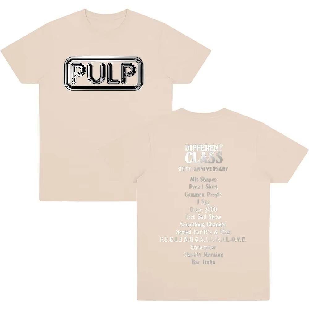 Y2K Tees Pulp Band DC30 Silver Logo TShirt Casual Cotton Tee Shirt Crew Neck Short Sleeve T Shirts Gift Tops Clothing Unisex