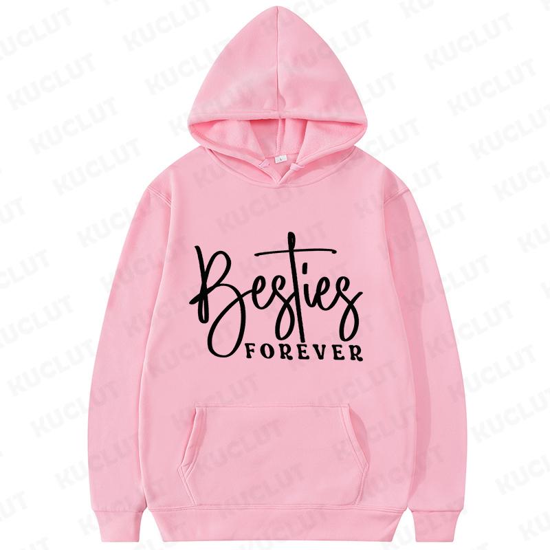 Besties Mode Print Sweatshirt Women Fleece Hooded Casual Best Friends Hoodies Autumn Winter Besties Girls Trip Women Streetwear