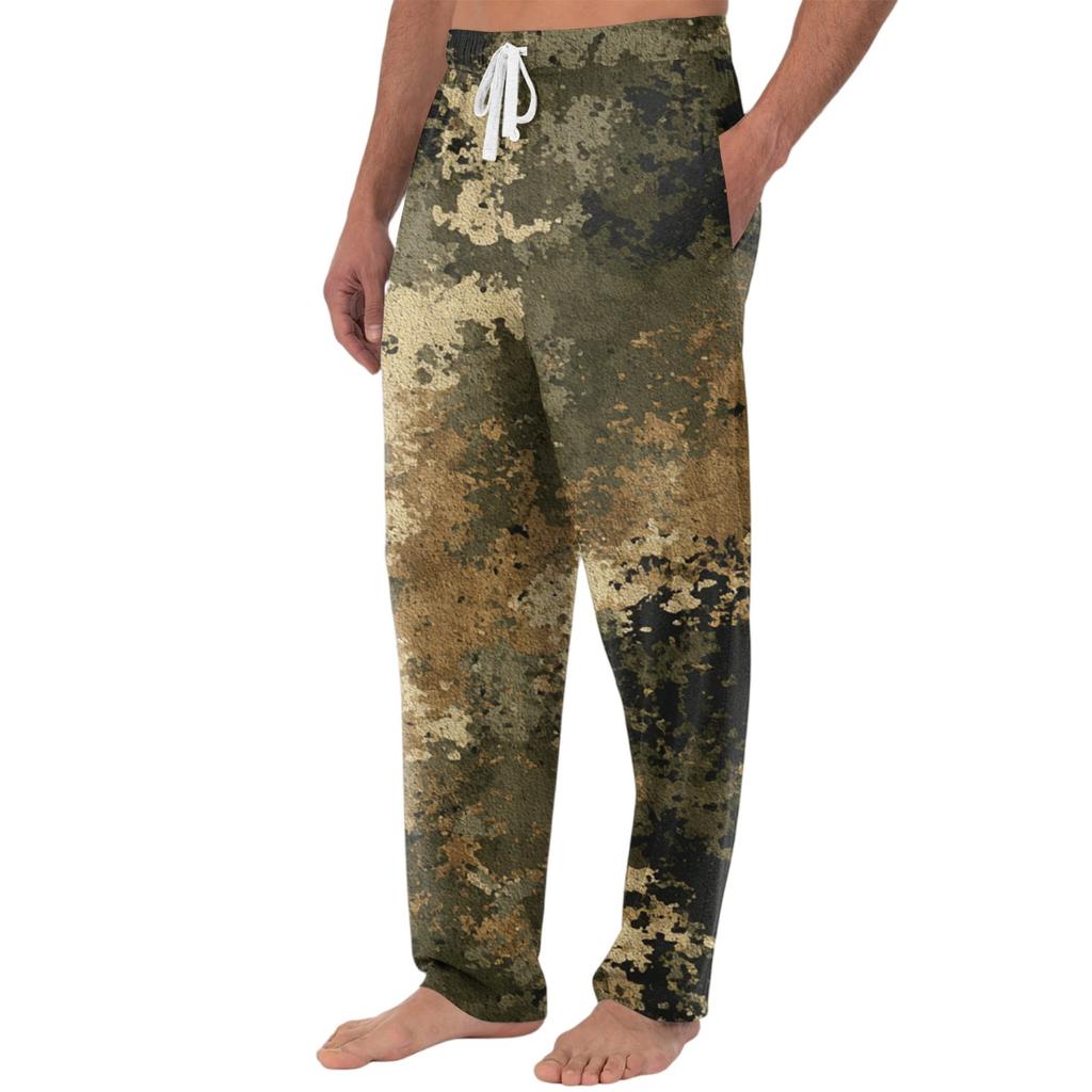 Men's Knitted Fashion Print Pocket Casual Pants Pajama Pants