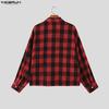 INCERUN S-XXXXXL Men Turn Down Collar Long Sleeve Plaid Loose Casual Shirts