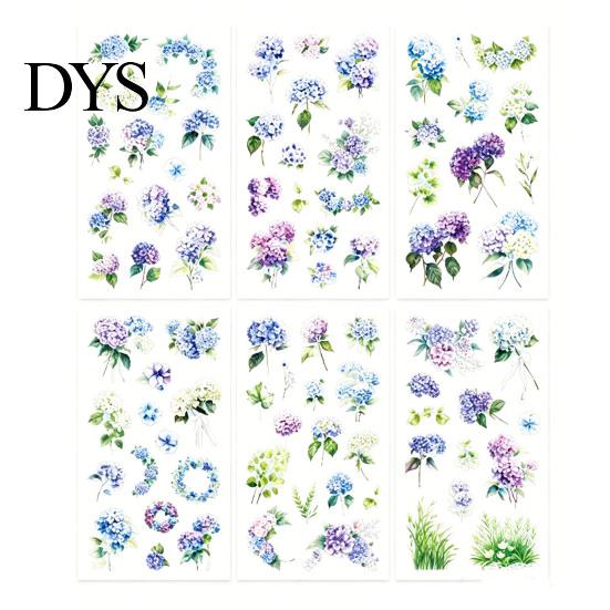 Floral Scrapbook Supplies 6 Sheets/Set Natural Flower Stickers, Waterproof PVC Plants Decals, Retro Stickers Transparent Decorative for DIY