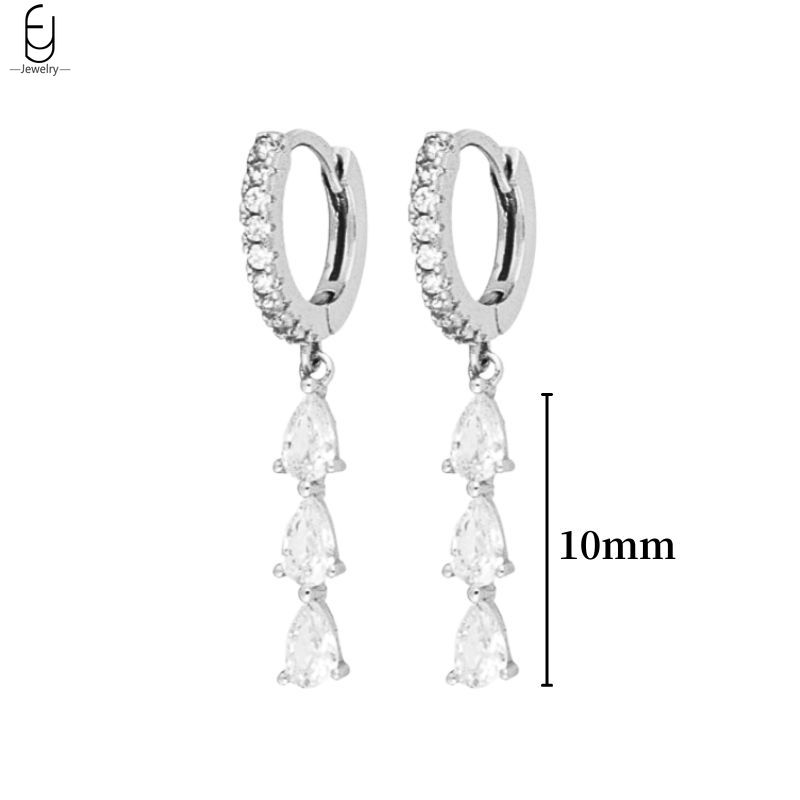 925 Silver Ear Buckles Fashion Hoop Earrings White Crystal Luxury Women's Earrings Wedding Women's Jewelry Premium Gift