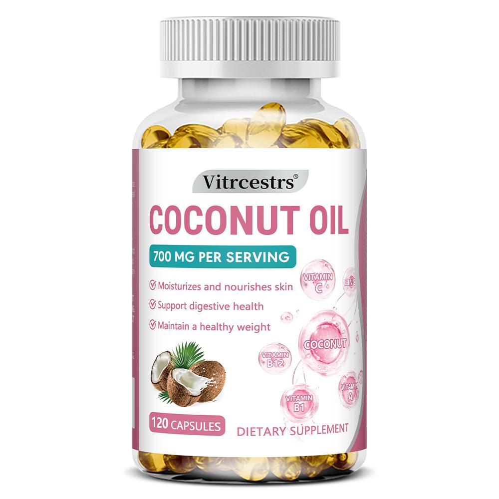 

Coconut Oil Dietary Supplement, With Hydrolyzed Fish Collagen, 120 Softgels Per Bottle 120 Capsules