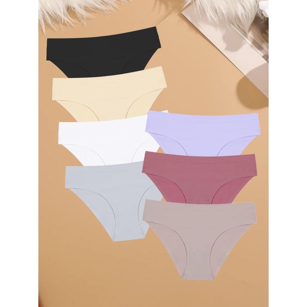 7Pcs Ice Silk Seamless Underwear For Women Sexy Ultra-thin Low Waist Panties Female Comfortable Soild Briefs Lingerie