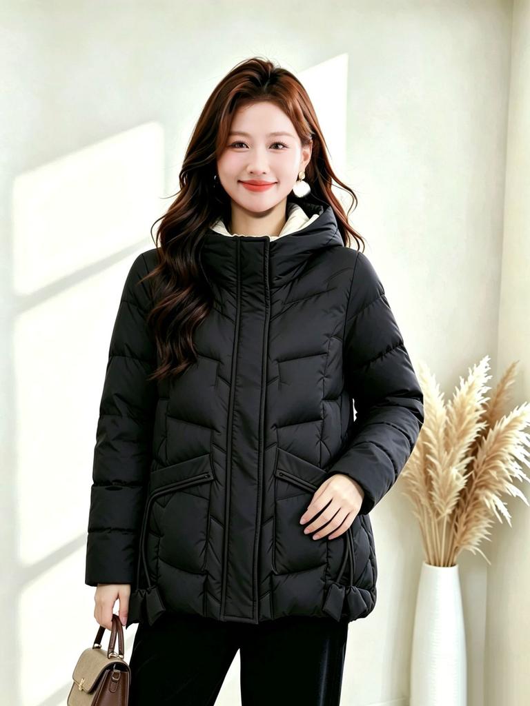 Short hooded cotton-padded women's thickened warm loose coat winter cotton-padded jacket new small cotton-padded women's clothing