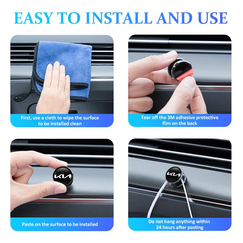For KIA Car Hooks Small Hanger Self Adhesive Sticky Storage Auto Accessories Ceed Sportage Rio K5 K2 Optima Cerato Venga Sedona