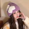 New Autumn and Winter Hat for Women's Bear Patch Wool Hat Korean Version of Versatile Warm Ear Protection Cute Knitted Hat Trendy