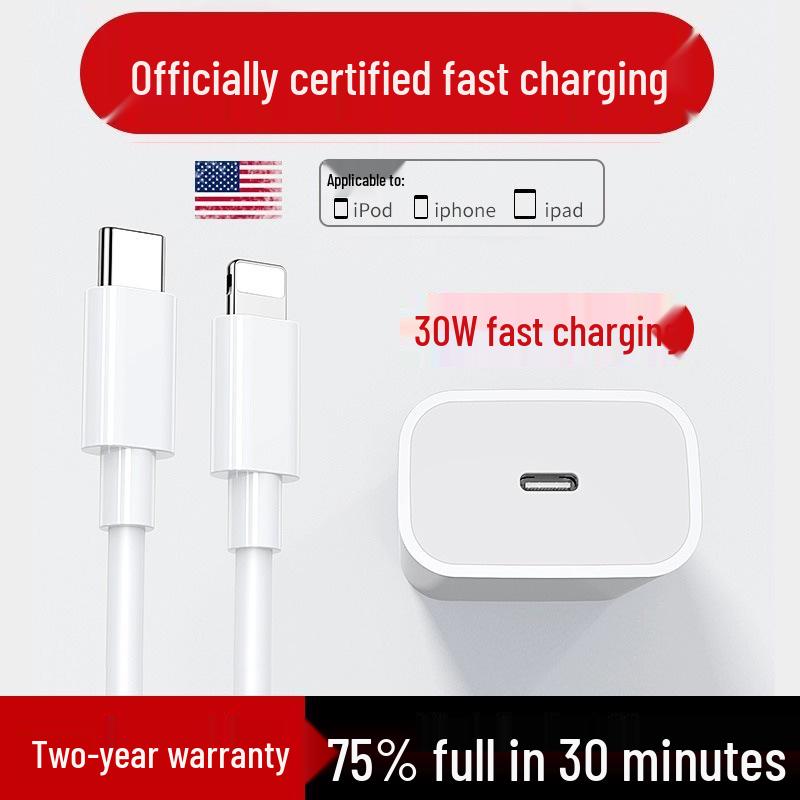 Apple iPhone Fast Charging PD Set: Compatible with Charger Head, Pro Data Cable, Plug, Mobile Phone Plus, and XR.